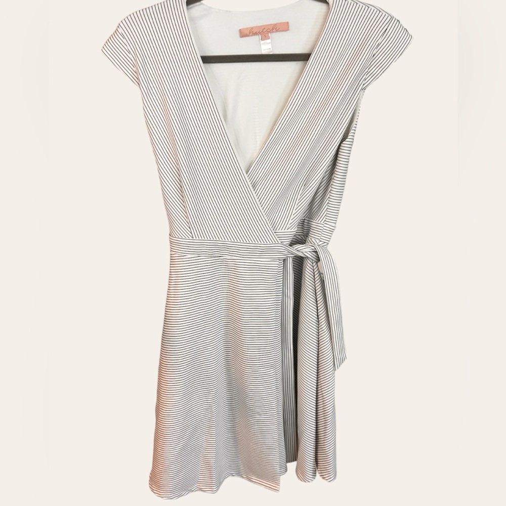 Anthropologie Hutch Striped Wrap Dress Cap Sleeves Small